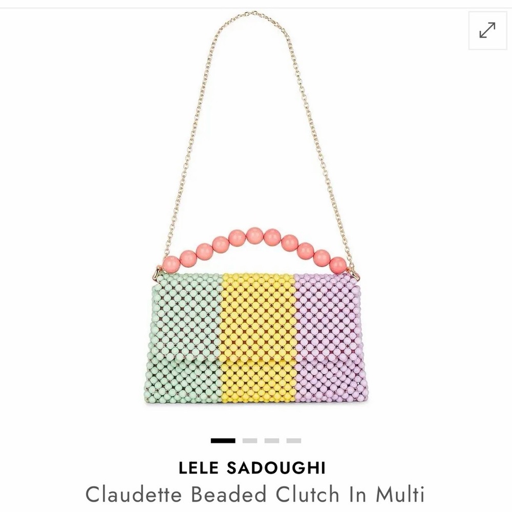 Lele Sadoughi RARE Beaded Claudette Clutch in Mint, Yellow, Lilac, Pink& Gold